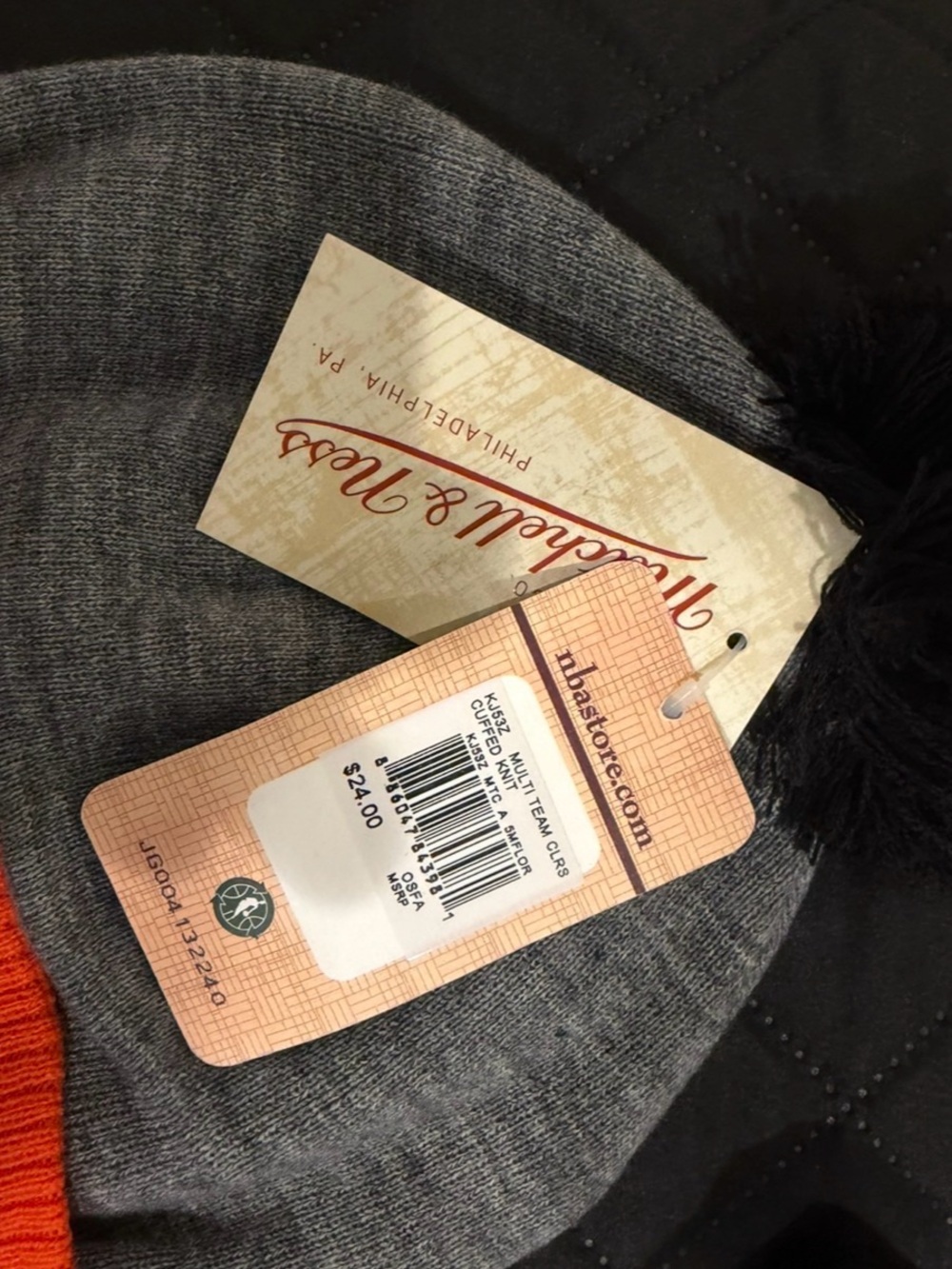 Mitchell & Ness Gray Beanie with Pink, Orange & Black Accents - Picture 3 of 4
